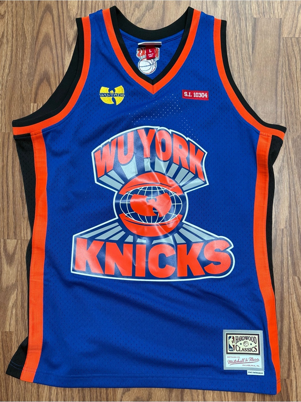 Mitchell & Ness Blue and Orange Wu York Knicks Jersey
